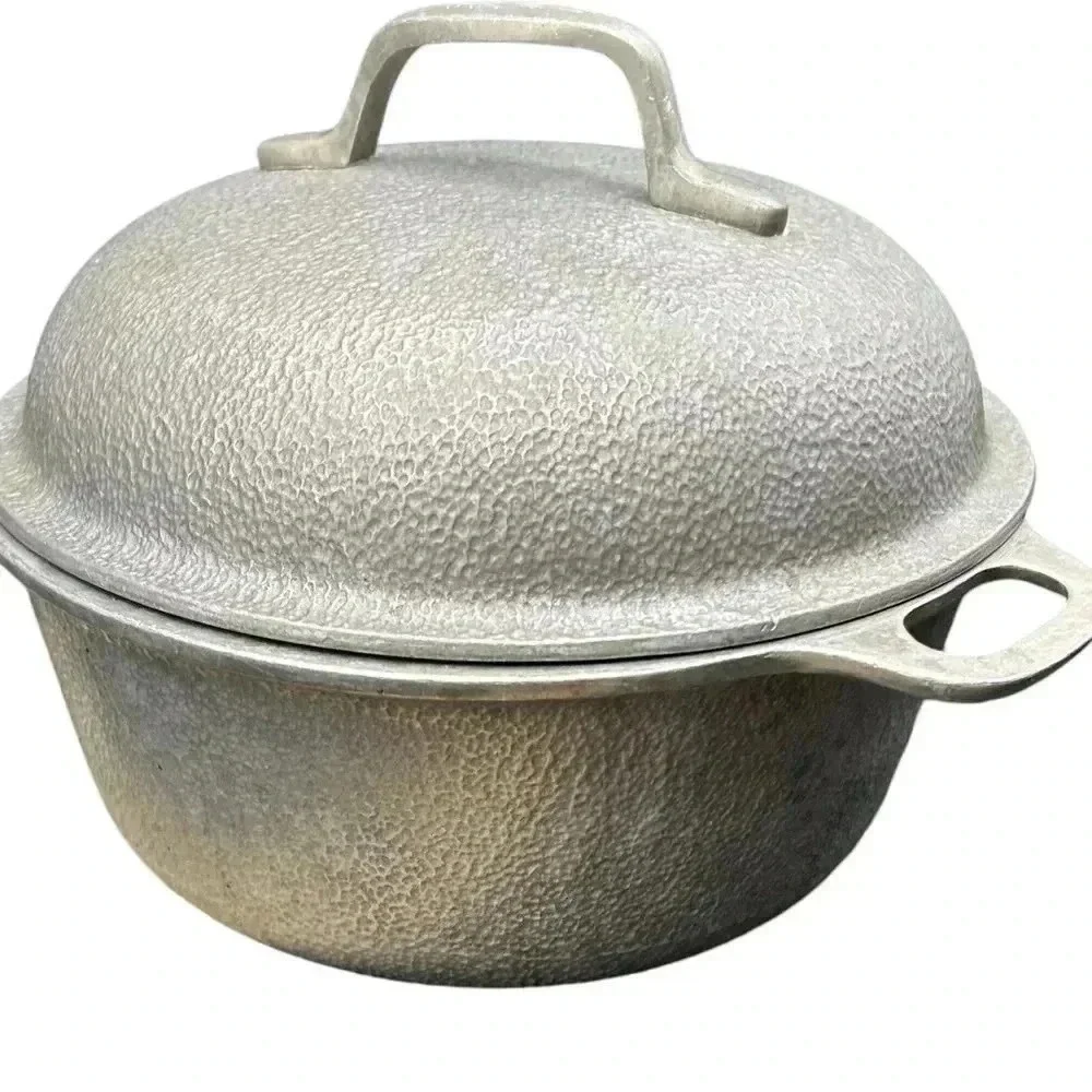 Vintage 1950s Century Silver Seal Hammered Aluminum Dutch Oven Roaster MCM